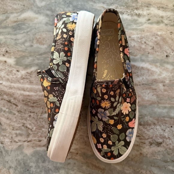 Keds x Rifle Paper Co Floral Slip On Sneakers Brown Multicolor Sz 10 Fall Style - Picture 3 of 7